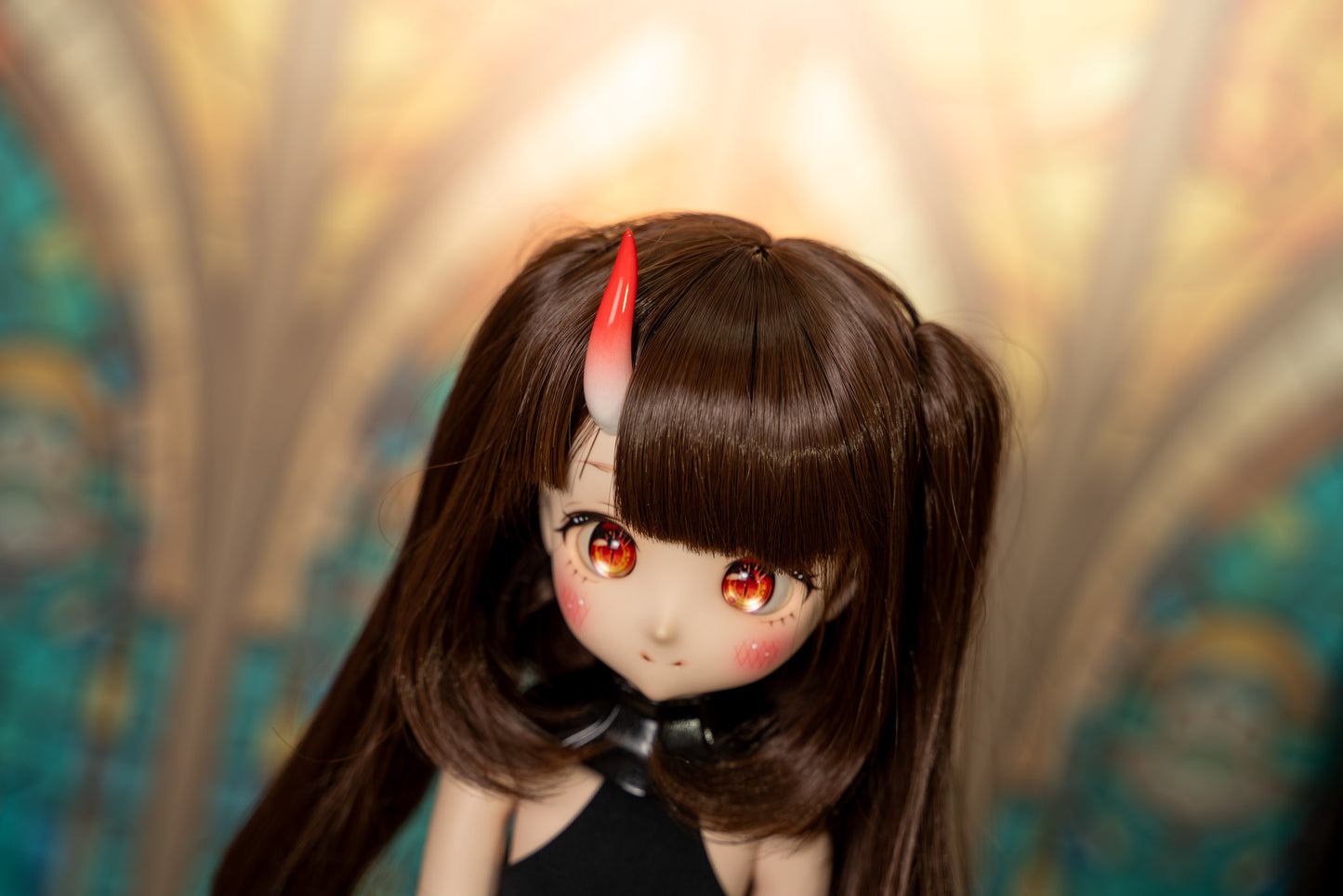 Oni Horns Type B - White Base/Red