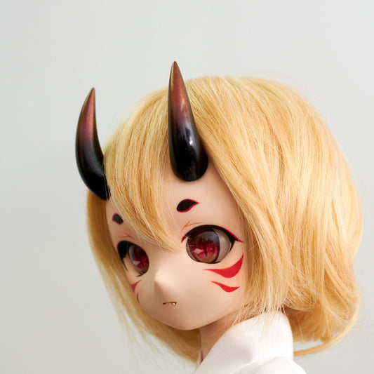 Oni Horns Type A - Black Base/Magic Red